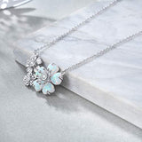 Dainty Sterling Silver Created Opal Flower Choker Necklace Jewelry for Women Birthday Gifts