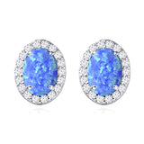 Blue Opal Stud Earrings