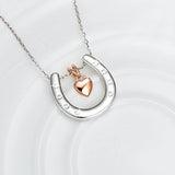 Sterling Silver Horseshoe Rose Gold Charm Heart Pendant Classic Gifts for Girls and Women