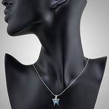 925 Sterling Silver Butterfly Blue Turquoise Inlay Pendant Necklace, 18 inches