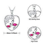 925 Sterling Silver Flamingo Necklace Animal Heart Pendant , Flamingo Bird Pendant Necklace for Women