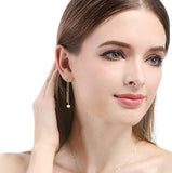 Pearl Drop Earrings 925 Sterling Silver Yellow Gold Plated Earrings for Women