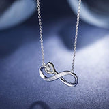 S925 Sterling Silver Necklace Infinity Forever Love Heart Jewelery Pendant Present for Women