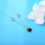 S925 Sterling Silver Dog Pet Paw Print Heart Anklet For Women