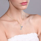 18K Yellow Gold Plated Silver Marquise Blue Tanzanite Butterfly Infinity Pendant Necklace with 18 inch Chain (1.21 cttw)
