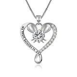 Silver Cz Crystal Heart infinity Necklace 