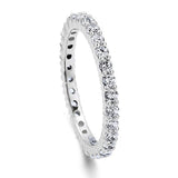 Rhodium Plated Sterling Silver Cubic Zirconia CZ Anniversary Wedding Eternity Band Ring