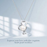 June Birthstone 9-10mm Genuine Freshwater Pearl Sterling Silver Solitaire Single One Cultured Pearl Heart Pendant Necklace Fine Jewelry for Women Girls 16”+2”