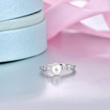 925 Sterling Silver Cubic Zirconia with 7mm Freshwater Pearls Rings for Women Girls