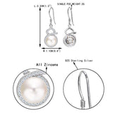 925 Sterling Silver CZ Freshwater Cultured Pearl 8-Shaped Drop Earrings Clear