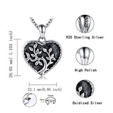 Tree of Life Cremation Jewelry for Ashes Urn Necklace Pendant Charm for Women Memorial Gifts Sterling Silver Keepsake Mothers Day Jewelry Gifts