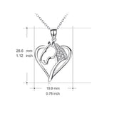 Horse Necklace Sterling Silver Love Heart Horse Head Pendant Necklace Jewelry Gifts for Women Teens Girls