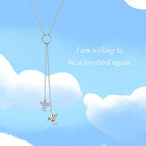 S925 Sterling Silver Hummingbird Y  Pendant Necklace Jewelry for Women Teens Birthday Gift