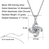 White Gold Plated 925 Sterling Silver Flower Knot  Moissanite Pendant Necklace for Women