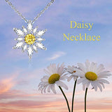 Daisy Pendant S925 Sterling Silver Flower Crystal Chrysanthemum Necklace Jewelry for Women Girls Gifts