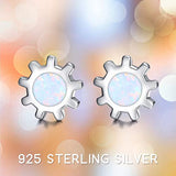 925 Sterling Silver  White Opal Sunflower Stud Earrings Jewelry for Women Teens Girls