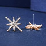 S925 Sterling Silver Star Stud Earrings Stunning North Star Cubic Zirconia Earrings for Women