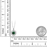 1.52 Ct Heart Shape Green Simulated Emerald White cubic zirconia 925 Sterling Silver Pendant