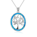 Silver Opal Tree of Life Necklace