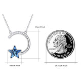 Star Necklaces for Women 925 Sterling Silver Star and Moon Necklace Star Necklace with Blue Crystal Lucky Star Pentagram Meteor Necklace for Women Daughter