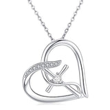ilver Love Heart Infinity Cross Pendant Necklace