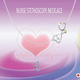 Stethoscope Nurse Necklace Simulated Heart Pendant, Jewelry Gifts for Doctor Nurse Medical Student Professor Teacher Graduation Retirement Nurse Week (Stethoscope Necklace)