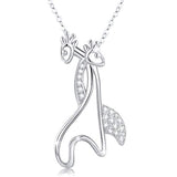 Silver Elegant CZ Giraffe Pendants Necklace