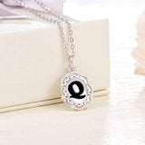 Initial Letters Necklace Sterling Silver Personalized Name Disc Charm Alphabet Letters Pendant Necklace for women girls