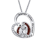 925 Sterling Silver Cute Animal I Love You Forever CZ Hedgehog Pendant Necklace Gift for Women Girls,18 inch