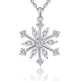 Silver White CZ Winter Frozen Large Snowflake Necklace Pendant