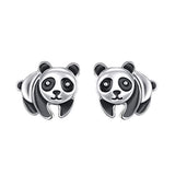  Silver Cute Animal Panda  Stud Earrings