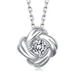 Silver love knot CZ Pendant Necklace