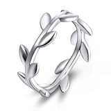925 Sterling Silver Olive Branch Tree Vine Leaf Engagement Ring