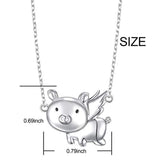 925 Sterling Silver Flying Pig Pendant Necklace for Women Girls Jewelry Birthday Gift
