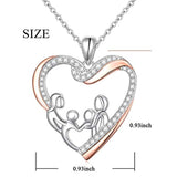 Women's 925 Sterling Silver Family Heart Pendant Necklace, 18 inch