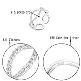 925 Sterling Silver CZ Figure 8 Infinity Engagement Wedding Cuff Ring Clear