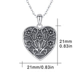 S925 Sterling Silver Locket Necklace That Holds Pictures Vintage Rose Flowers Love Heart Pendant