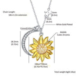 S925 Sterling Silver Moon Star Sunflower Necklace You are My Sunshine Pendant Necklaces Jewelry Gifts for Women