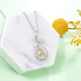 Sterling Silver Sunflower Pendant Necklace Love Heart Warmth Positivity Jewelry Gift for Women