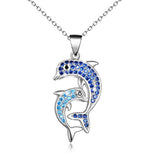 Silver Dolphin Jewelry with Blue CZ Necklace