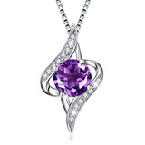  Silver Lightning Purple Birthstone Pendant Necklace