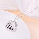 925 Sterling Silver Panda-Keep me in your heart Cute Animal Heart Pendant Necklace For Women Girls Birthday Gift Jewelry