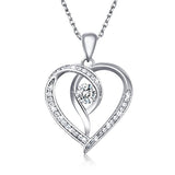  Silver  Love Heart Pendant Only You Cubic Zirconia White Gold Plated Necklace 