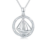 Back to School Gift S925 Sterling Silver Sailboat Ship Friendship Necklace for Women