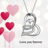 sterling silver  Heart pendant necklace cubic zirconia  I love you to the moon and back Neckalce For Women