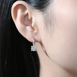 925 Sterling Silver Four Prong Star Moissanite Huggie Hoop Earrings for Women Girls Fine Jewelry Gifts
