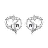 Silver Dolphin heart stud Earrings