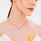 Irish Necklace Celtic Knot 925 Sterling Silver Opal Good Luck Love Heart Pendant Necklace Triangle for Women