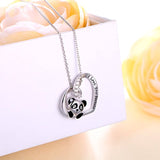 925 Sterling Silver Cute Animal CZ Heart Pendant Necklace  Chain 18 inch Women Girls Birthday Gift Jewelry