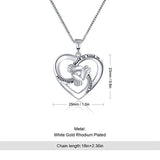 Sterling silver Love Heart Hand In Hand Pendant Necklace Jewelry Gift for Women Mom Girlfriend Wife Sister